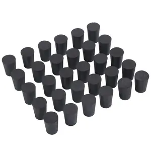 30-Pack (Same Size) Solid Rubber Stoppers - Size #0-17mm (0.66in) x 13mm (0.51in) - 21mm (0.82in) Long - Black Lab Plug
