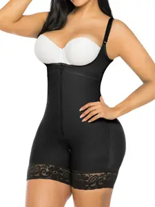 1 Count Women's Colombian, Fajas, High Elastic And Comiortable Fabric Shaper Jumpsuit, Butt Lifting And High Compression Body Shapewear With Zipper, Waist Cincher, Cinched Waist, Suitable for Daily, Sport, Yoga, Post Op Shapewear