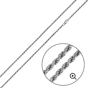 Men’s Women’s 2.5mm Sterling Silver 925 Italian Rope Necklace Bracelet Chain 7” 8” 9” 16” 18” 20” 22” 24” 26” 30”
