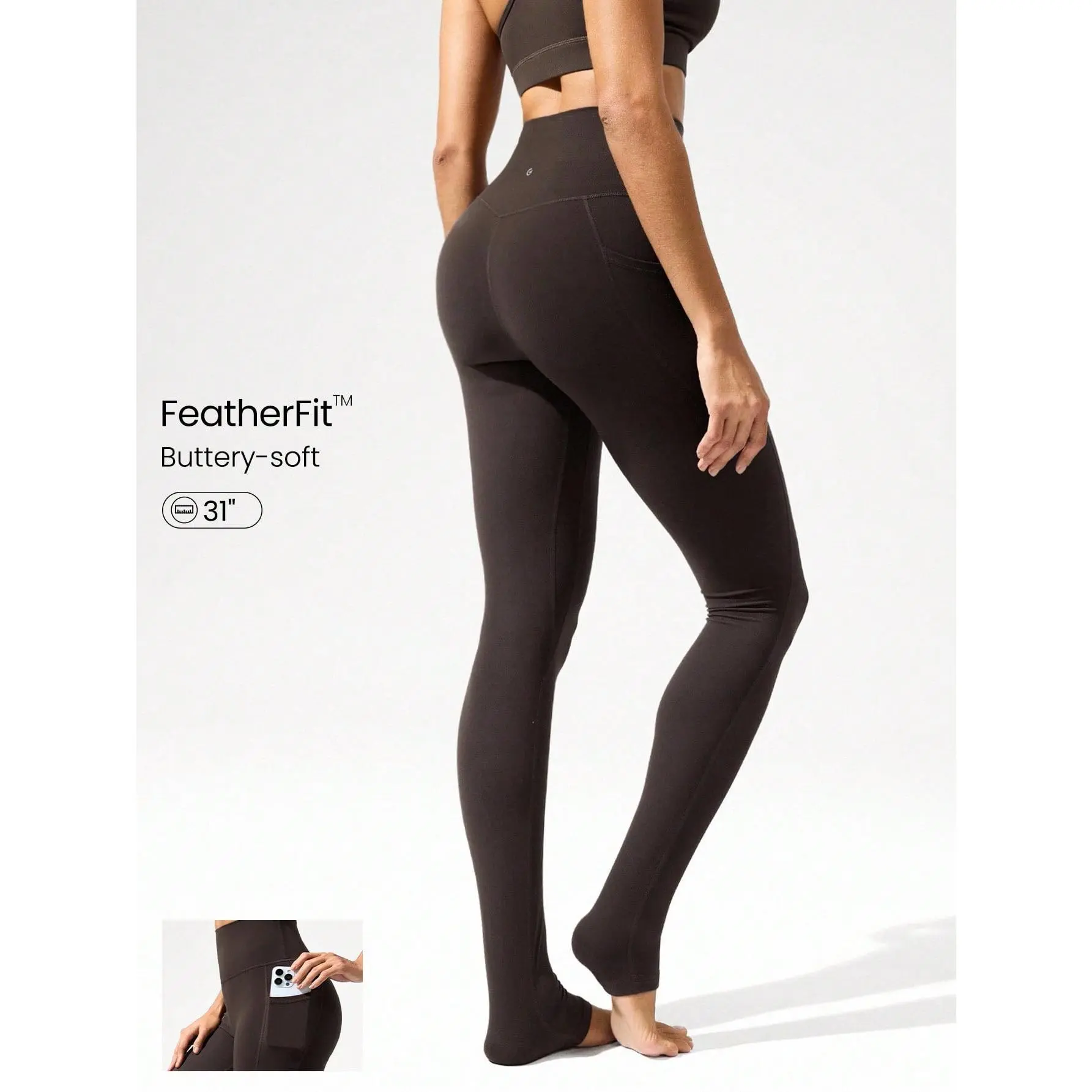 GLOWMODE 31" FeatherFit™ Sky High Ultra High-Waist Side Pockets Leggings Low-Impact Yoga Pilates Studio Daily Casual Wear