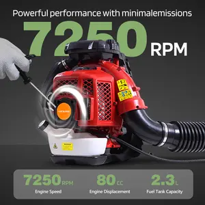 summervibes 2-Stroke Engine 900CFM Air Volume 2.3L Tank Leaf Blower 80CC Gas Powered Backpack Snow Blower
