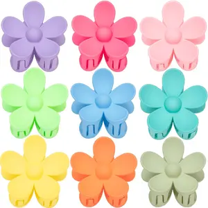 Flower Hair Clips for Women - 9 PCS Matte Claw Clips With Strong Hold for Thick and Thin Hair - Non Slip, 9 Styles