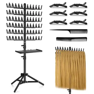 Height Adjustable Braiding Hair Rack with 144 Pegs, Dual-Sided Hair Extension Holder, Ideal for Salon & Home Use