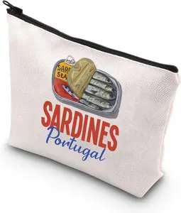 Portugal Sardines Makeup Bag Sardine Tin Fish Gift Portugal Italian Summer Gifts Tinned Fish Cosmetic Bag (Sardines mb)