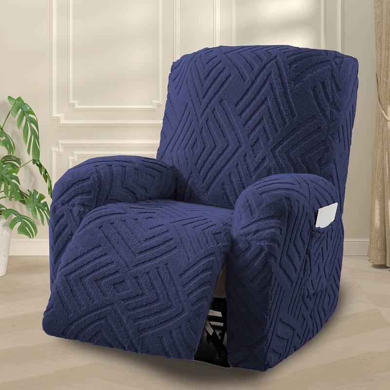 1-Seat Soft Recliner Chair Cover, Washable Sofa Couch Slipcover with Pocket, Nonslip Furniture Protector for Living Room, Bedroom & Home Decor