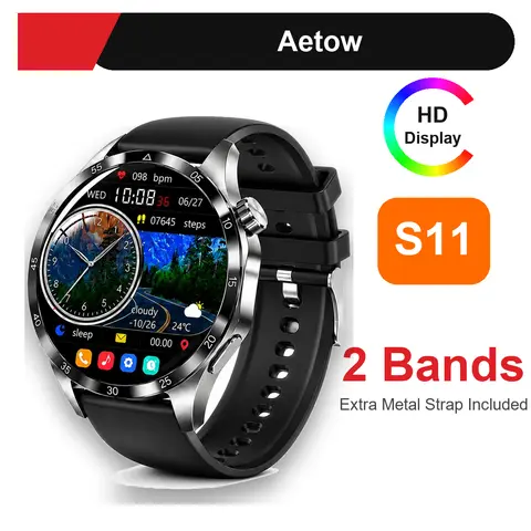 Aetow Men’s Metal Health Tracking Smart Watch - Bluetooth 5.3 HD Phone Call, IP67 Water Resistance, Cycling & Fitness Modes, Heart Rate, Sleep & Calorie Tracker, Message Alerts, Custom Faces, Alarms, Long-Lasting Battery, Music Player, Mens Gift
