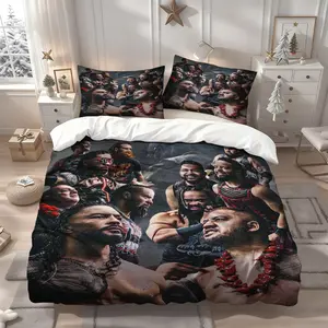 3pcs WWE Themed printed three-piece bedding set, soft duvet cover and two pillowcases, suitable for all seasons, ideal for home bedrooms and guest rooms, ideal for family friends, festivals, party gifts. 1 quilt, 1 Duvet Cover + 2 Pillowcases (No Insert)