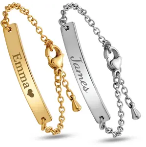 JEXIVA Personalized Baby Name ID Bracelet/Anklet Custom Engraved Stainless Steel Jewelry for Babies Toddlers Kids Gold or Silver Adjustable Chain Non Tarnish Gift for Newborn Baptism Birthday