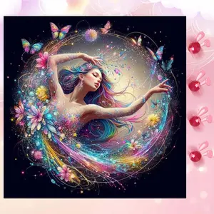 5D DIY Full Drill Round Diamond Painting - Diamond Art Kit Butterfly, Floral, Colorful Mosaic, Canvas - DIY Decorative Painting, Home Wall Decor, Handmade Gifts, Suitable for Halloween, Christmas, Birthdays, and Anniversary Gifts