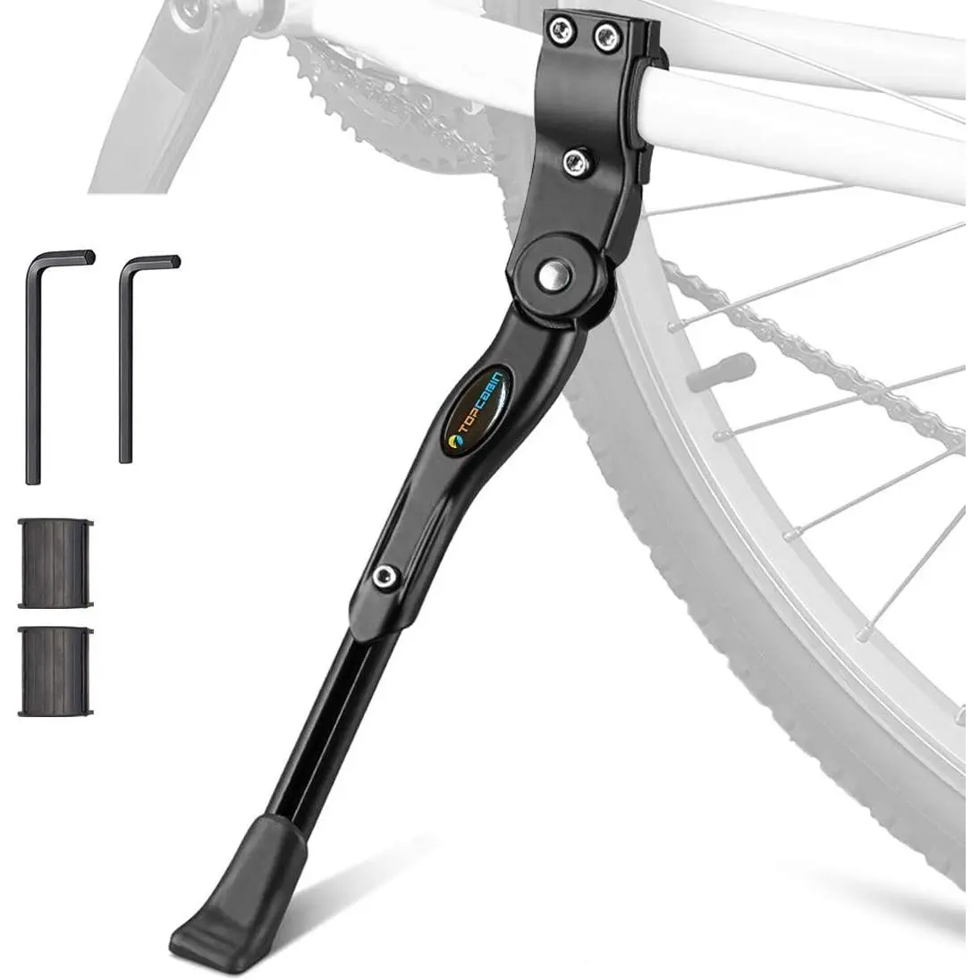 Bike Kickstand Adjustable Aluminium Alloy Bicycle Kickstand Bike Side Kickstand Fit for 22" 24" 26" 28" Mountain Bike Road Bike/BMX/MTB (Black for 22-24-26-27-28 inch bike)