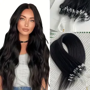 Natural Micro Loop Ring Hair Extensions Straight Black Brown Micro Ring Human Hair 50pcs/pack 30g Salon Hair