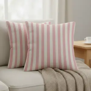 JIT 2PCS Printed Series Pink, Vertical Stripes Living Room Bedroom Sofa Cushion Covers, American Vintage Decorative Pillow Covers, Holiday Party Decorative Pillow Covers, Gifts for Family During Festivals (Insert Not Included)