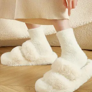ChromaChic LEE 5 Pairs of Womens Super Soft Plush Socks Comfortable Mid Calf Solid Color Warm And Comfortable Winter  Thermal Socks  Five Finger Socks