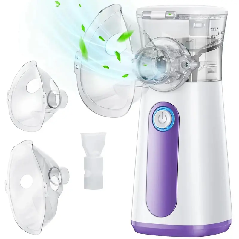 Rechargeable Handheld Nebulizer, Usb Rechargeable Nebulizer, 1 Set Adjustable Modes Steam Nebulizer with 2 Masks, Portable Body Care Machine for Home, Office & Outdoor, Body Care Products, Portable Nebulizer