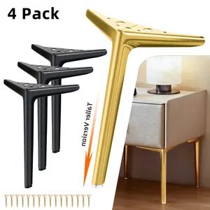 Metal furniture legs, furniture replacement legs 4-piece set, matte black wardrobe legs, heavy-duty short cabinet sofa legs, modern sofa legs, suitable for cube storage beds and nightstands