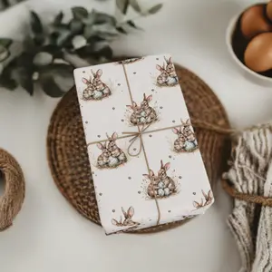 Innocent & Sweet Bunny Rabbit & Eggs Gift Wrapping Paper for Easter Gifts