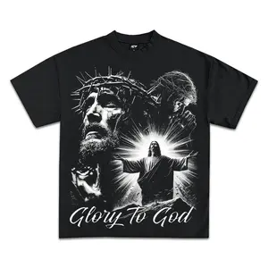 Glory to God Jesus Tee, Menswear Crew Neck Rap Streetwear T-Shirt, Unisex Casual Regular Fit Cotton Tops, Good Vintage Hip-Hop Bold Retro Apparel, Men Round Neck Y2K Music Graphic Tees Novelty Graphic T Shirt funny tshirt Undershirts Tees Casual