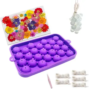 Silicone Grape Soap Mold, DIY Soap Making Kit with Complete Toolkit and Dried Flowers, Round Easy-Release Silicone Mold for Grape Soaps, Gift, Home Decor (Without Soaps)