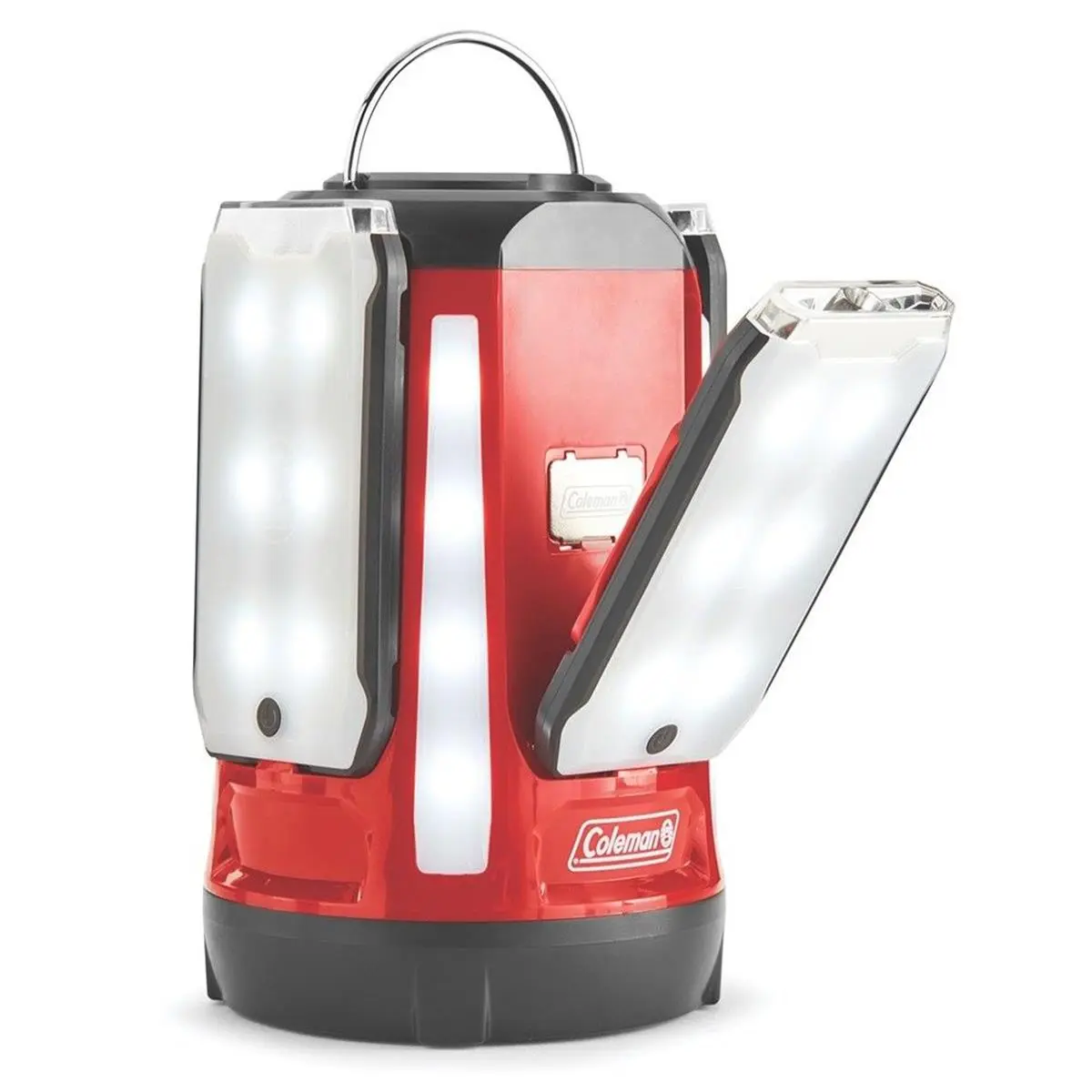 Coleman 800 Lumens LED Quad Pro Panel Lantern (Model 2000030727) - Magnetic Panels, Fold-Out Handle, Built-In Flashlight, Individual Controls, USB Port, Multiple Modes, Included Batteries for Camping, Hiking | LED Camping Outdoor Lighting Solutions, Usb C