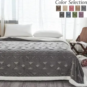 Queen Size Hollow Out Blanket, Geometric Pattern, Fleece Fabric, Warm and Breathable, Multi-Color Options, Fleece Throw Blankets