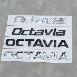 3d ABS Self Adhesive Chrome Balck Logo Octavia Letters Emblem Sticker Car Rear Trunk Badge Auto Accessories