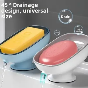 Luxury Suction Cup Soap Dish, Water-Draining Bathroom Organizer, Home Use Suction Cup Soap Holder, Soap Tray, Elegant Bath Storage Solution, Bathroom Accessories, Soap Rack