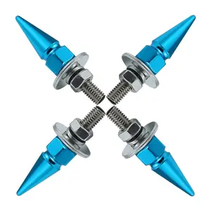 Spike License Plate Screw Fasteners 4 count Kit License Plate Frame  Decoration Stainless Steels  Alloy Universal Fit     (Light Blue)