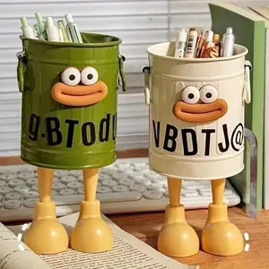 Cartoon Design Pen Holder, Pencil Holder, 1 Count Mini Cute Desktop Storage Bucket, Desk Organizer for Home Office School Student Teacher, Stationery Storage Organizer