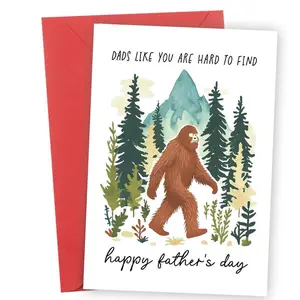 Funny Bigfoot Pattern Father's Day Card, Sassy Greeting Card for Son/Daughter, Custom Message Card, Birthday Gift for Dad, Gift for Father