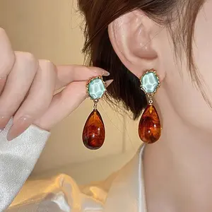 Coffee Stud Earrings - Retro Fashion Temperament Jewelry for Women