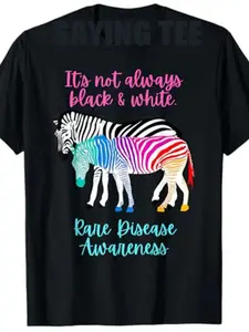 Rare Disease Awareness T-Shirt - Zebra Ribbon Symbol & Rare Disease Day Print - Pure Tee Suitable for Men & Women, Retro Style Casual Wear or Rare Disease Events, Machine Washable Zebra Ribbon Graphic Tee 220G