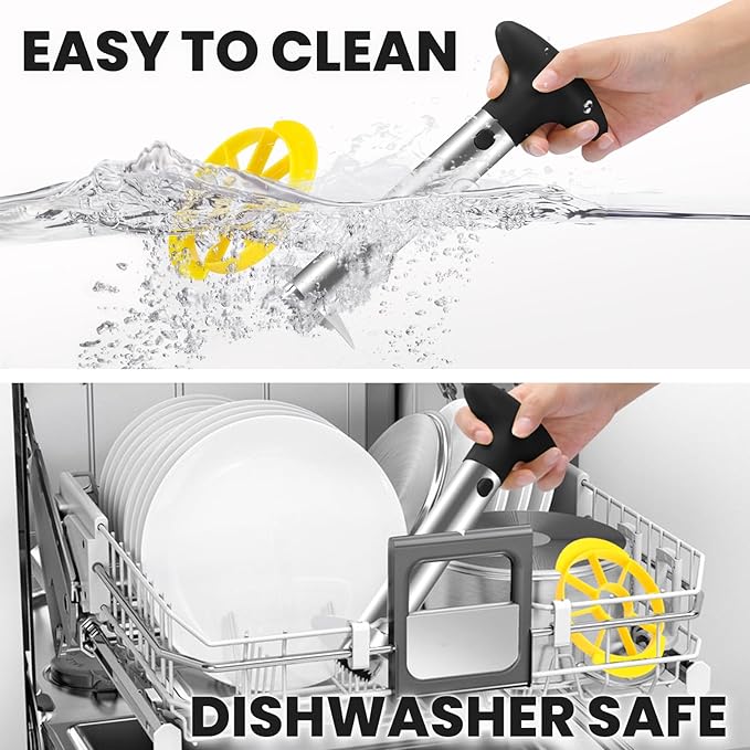 Premium Pineapple Corer and Slicer Tool - Pineapple Cutter with Sharp Serrated Tips - Easy to Use & Clean - Stainless Steel Core Remover for Pineapple - Slice and Core Fruits with Ease(Black)