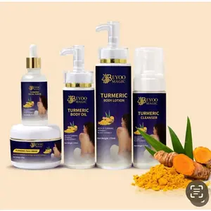 Beyoo set Tumeric body cream, face cream, body oil, serum, cleanser.