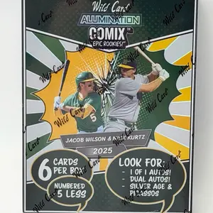 Comix Epic Rookies 2025 Jacob Wilson & Nick Kurtz Trading Cards 6 Cards Per Box Numbered 5 Less Look For 1 of 1 Autos Dual Autos Silver Age & Picasso
