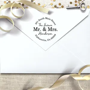 Self Inking Return Address Stamp - The Future Mr and Mrs - Round Custom Personalized Circle Rubber Stamper - for Wedding, Bridal Shower, Engagement