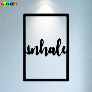 1pc "Inhale" Calligraphy Metal Wall Art, Minimalist "Inhale" Statue Mural, Ideal Gift for New Year, Easter, Mindfulness Decor Enthusiasts,  Perfect for Bedroom Wall & Patio Fence, Calming Indoor Outdoor Decor