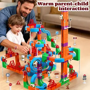 48/90/114Pcs Electric Magnetic Rail Car Toys - DIY Assembled Railway Model Building Blocks, Interactive Puzzle Early Education Maze for Kids 3-8, Perfect Birthday Gift, Magnetic Construction Set