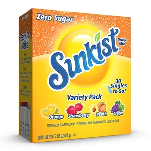 Soda Drink Mix Variety Pack (30 Sticks) | Orange, Strawberry, Grape & Peach Singles To Go | Sugar-Free Water Flavor Packets, On-the-Go Drink Mix