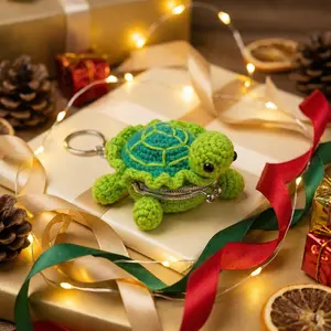 Handmade Knitted Turtle Keychain, Home Decor Ornament, Portable Coin Purse, Bag Accessory, Festival Gift, Cute Animal Charm