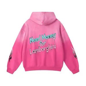 Need Money For Lamborghini Sweatshirt with Pink Car Graphic and Flame Details for Stylish Comfort