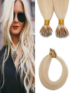 Nano Ring Bead Hair Extension, Real Human Hair, Pre-Bonded Micro Nano Rings, Headband Wig, Straight Hairpiece, Medium Length