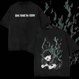 Rock Lee Vintage Washed Oversized T-Shirt – Naruto Anime Graphic Tee, Rock Lee Eight Gates Training Manga Art Shirt, Soft Cotton Streetwear Casual Apparel, Unisex Top, Gift for Naruto Fans RO3