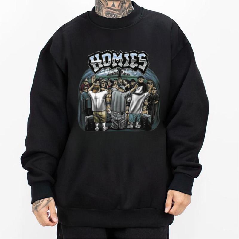 Homies Color - Lowrider Chicano Art Chicano Tattoo Gangxter Clothes Cholo Cotton Graphic Tee Hoodie Sweatshirt