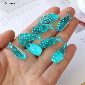 8-Piece Cute Transparent Blue Shark Figurines, Resin Ocean-Themed Micro Landscape Decorations, Home Decor Ornaments & Creative Jewelry Making Accessories, Collectible Figure Decor, Collectible Room Decor