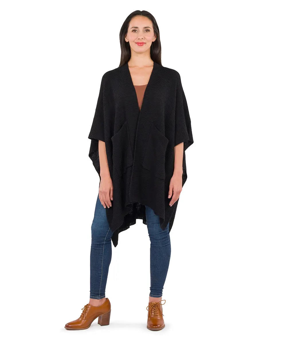 Woven Shawl with Pockets | Classics  | Black
