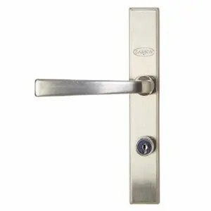 212 MAIN Brushed Nickel Quick Fit Straight Lever Handle Door Hardware Set, Keyed Lock, Elegant Style, Easy Installation, Security Protection for Storm Doors