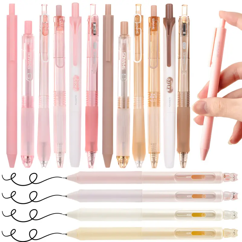 16 Pcs Retractable Rollerball Pens,Include 2Pcs Highlighter,0.5mm Black Gel Ink Pens,Quick Dry No Smudge, Smooth Writing Comfortable Grip Pen, Cute Black Ink Journaling Pens, Student Pen for School Supplies Office
