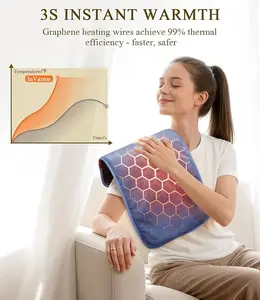 [Winter-end Clearance sale]Graphene 160℉ extra-hIigh temperature Hot Pad for Pain Relief:  Electric Heating Pad for Back and Period Cramps - Gentle Deep Relief for Homemaker- 4H Auto Off 8 Heat Settings electric heating pad grandma gift m Extra