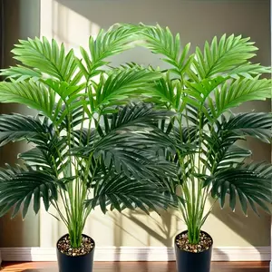 2-Pack Artificial Large Palm Trees, 2.69 Feet, Realistic Touch, Indoor Outdoor Decor, Perfect for Home Garden Office, Plastic Material