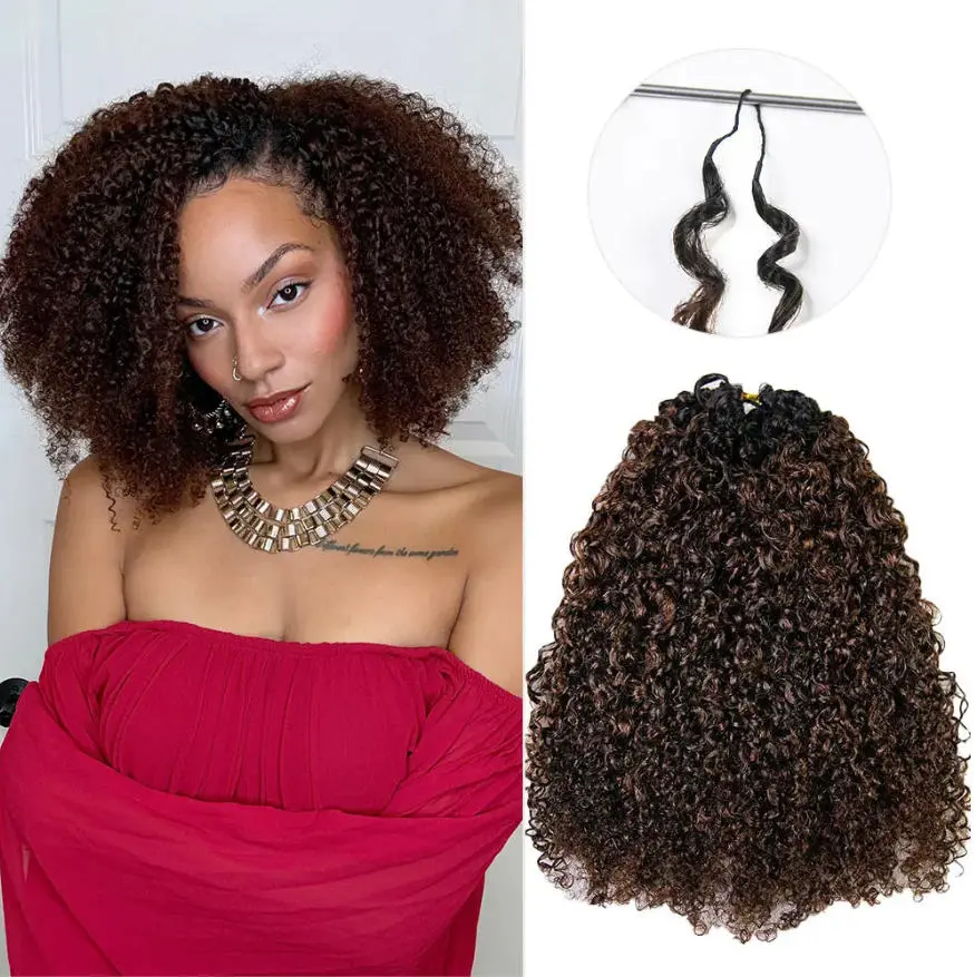 EayonHair Tight Curly Crochet Human Hair For #T1B/4 Color Lightwight 100% Human hair, Natural Hairstyles For Black Girls,  Reusable Human Hair Easy to Install, Tangle-Free Pre-Separated 50 strands/Bundle